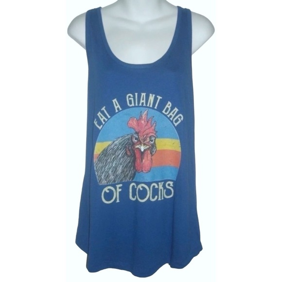 Next Level Tank Top Blue Racerback Rooster Funny Comedy Summer Retro Plus 2X XXL - Picture 1 of 8